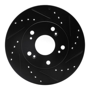 Acura RSX Brake Rotor (1) - Front Right - R1 Concepts - Drilled & Slotted - Black - `02-`15